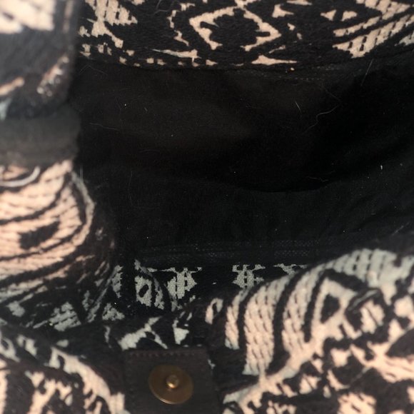 Shoulder Purse Tote Bag Large Jacquard Woven Bohemiam Black White Neutral NWOT - Picture 7 of 11